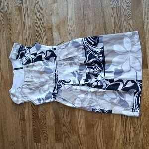 (S) Lori M Collection Linen and Rayon Dress Summer Abstract Neutral Contemporary